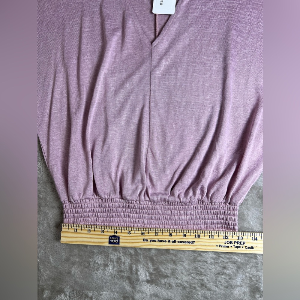 Evereve Dusty Rose V-Neck Smocked Hem Dolman Sleeve Top - Picture 4 of 10